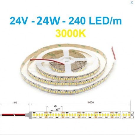 24V LED juosta - 26W - 3000K -240LED