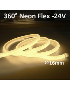 360° NEON FLEX LED JUOSTA 16mm - 24V - 3000K - IP67