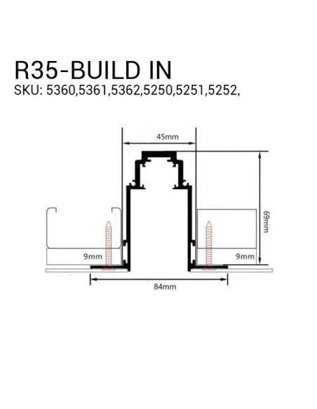 Priglaistomas magnetinis bėgelis juodas - R35 2 metrai