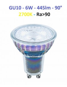 LED lemputė GU10 - 6W - 445lm - 90° - 2700K Ra90
