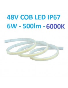 48V COB LED juosta 6W - 6000K - IP67