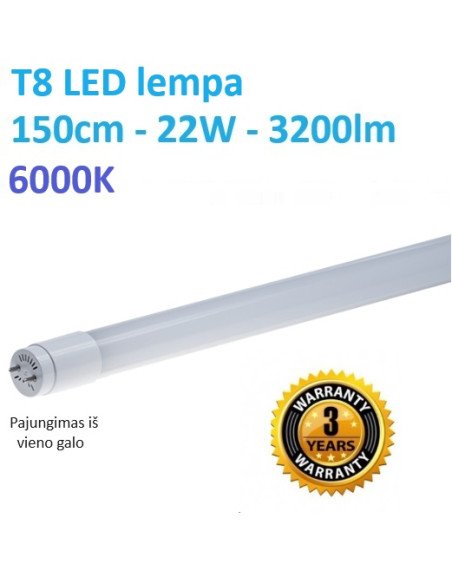 T8 LED lempa 150cm - 22W - 3200lm - 6000K