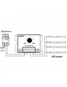 Reguliatorius LED juostelei 30A 12V-24V 2