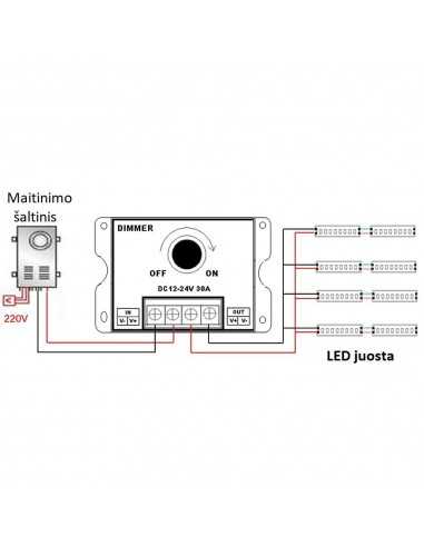 Reguliatorius LED juostelei 30A 12V-24V