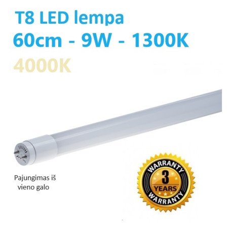 600cm - T8 LED lempa - 9W - 1050lm - 4100K