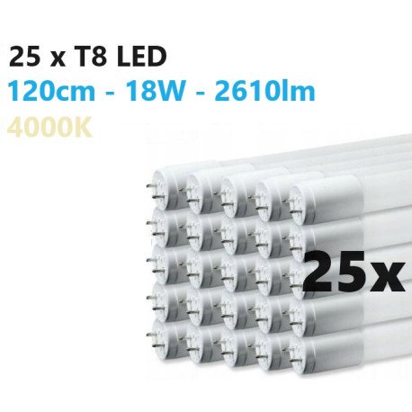 25 x T8 LED lempa 120cm  18W - 2610lm - 4000K