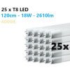 25 x T8 LED lempa 120cm  18W - 2610lm - 4000K