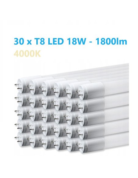 30 x T8 LED lempa 120cm - 18W - 4000K
