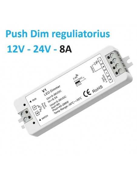 V1 PUSH dimeris - 8A LED šviesos intensyvumo reguliatorius iki 12V-48V
