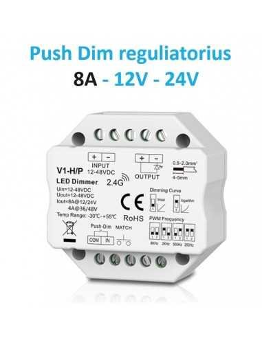 V1-L PUSH dimeris - 8A LED šviesos intensyvumo reguliatorius iki 12V-48V