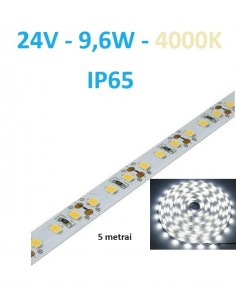 12V LED juosta 9,6W/m - IP65 - 120SMD/m - 4500K - 5 metrai