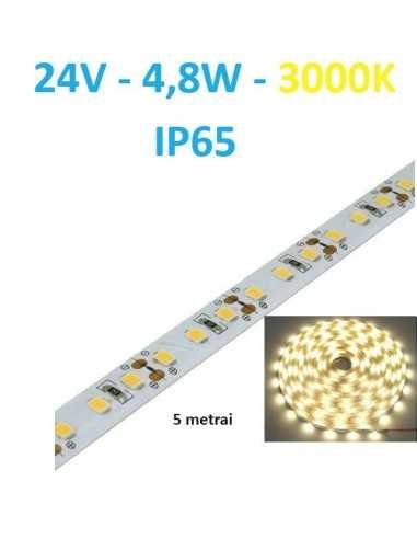 24V LED juosta 4,8W/m - IP65 - 60SMD/m - 3000K - 5 metrai