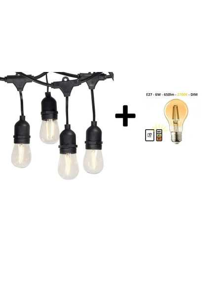LED lauko girlianda E27 - 15 metrų su 2W LED lemputėmis