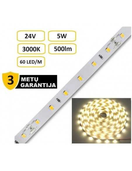 LED juosta - 4,8W - 24V - 3000K - IP20 šiltai balta