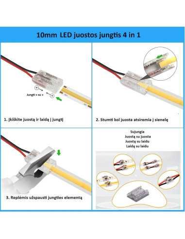 Greita LED juostos jungtis - 2 kontaktų 10mm 4in1