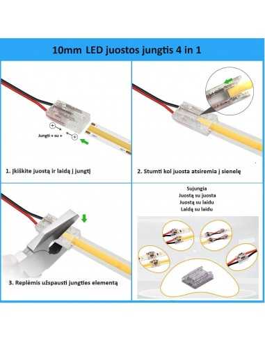 Greita kampinė LED juostos jungtis - 2 kontaktų 10mm
