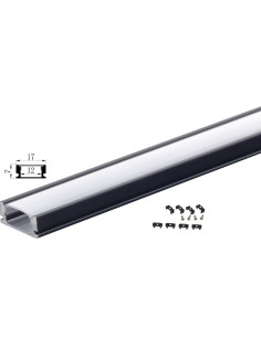 LED juostos profilis U 2m juodas su baltu dangteliu