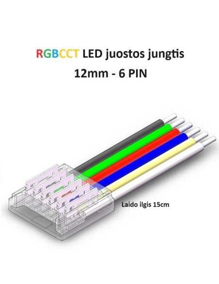 RGBCCT LED juostos jungtis - 6 kontaktų 12mm