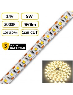 LED juosta Premium 24V - 8W - 3000K - kerpama kas 1 cm
