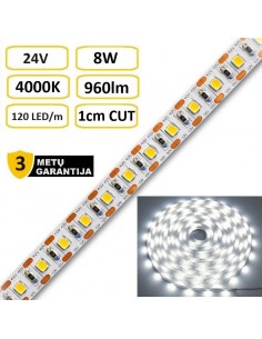 LED juosta Premium 24V - 8W - 4000K - kerpama kas 1 cm