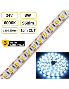 LED juosta Premium 24V - 8W - 6000K - kerpama kas 1 cm