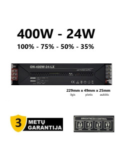 Reguliuojamas LED maitinimo šaltinis - 24V - 400W