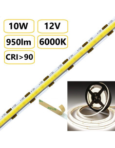 COB LED juosta 10W - 12V - 6000K - 320LEDs/m CRI90