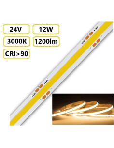 COB LED juosta 12W - 24V - 3000K - 480LEDs/m CRI90