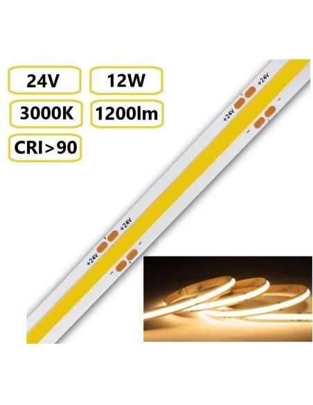 COB LED juosta 12W - 24V - 3000K - 480LEDs/m CRI90 COB LED juosta 12W - 24V - 3000K - 480LEDs/m CRI90