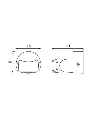 Judesio daviklis 180° - IP65 juodas 2xPIR