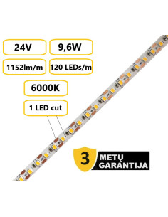 LED juosta Premium 24V - 9,6W - 6000K - kerpama kas 1 cm
