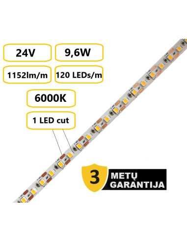 LED juosta kerpama kas 1 cm 24V - 9,6W - 6000K