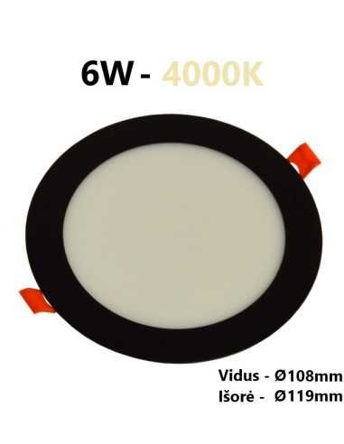 Įleidžiama LED panelė - 6W apvali šiltai balta 3000K