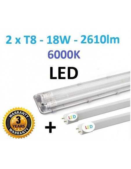 T8 hermetinis šviestuvas + 2 LED lempos
