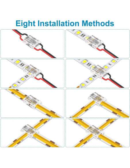 Greita LED juostos jungtis - 2 kontaktų 8mm 8in1 Greita LED juostos jungtis - 2 kontaktų 8mm 8in1