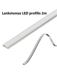 Lankstomas LED juostos profilis 2m su dangteliu