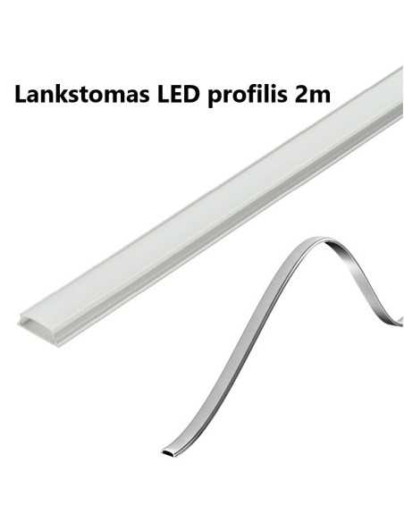 Lankstomas LED juostos profilis 2m su dangteliu