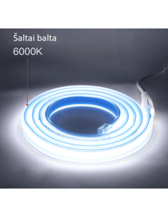 50m x COB LED juosta 220V - 10W - šaltai balta 6000K IP68 2