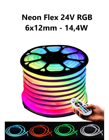 NEON FLEX RGB LED 6x12mm juosta 24V - IP67