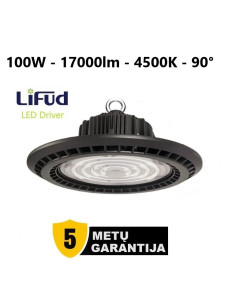 100W LED High bay - 17000lm - 4500K - 90° - 5 metai garantija