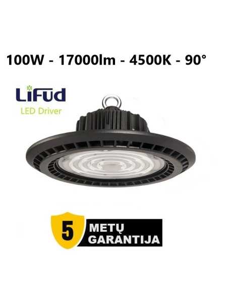 100W LED High bay - 17000lm - 4500K - 90° - 5 metai garantija 100W LED High bay - 17000lm - 4500K - 90° - 5 metai garantija