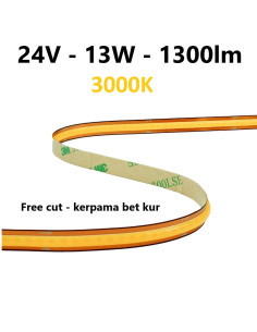 Free CUT - COB LED juosta 13W - 24V - 3000K - 528LEDs/m CRI90