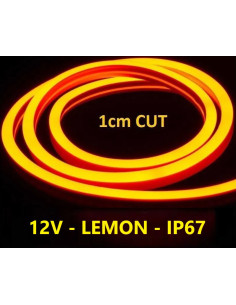 LED juosta NEON FLEX 12V - 10W - LEMON - IP67 - 5 metrai - 1cm cut - IP67