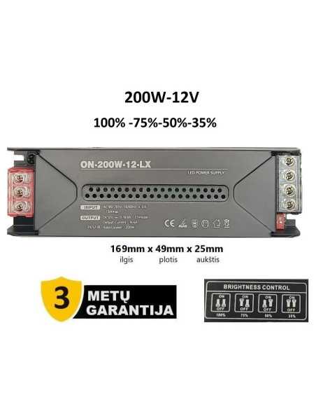 Reguliuojamas LED maitinimo šaltinis - 12V - 200W