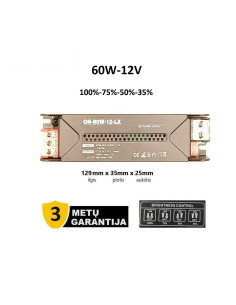 Reguliuojamas LED maitinimo šaltinis - 12V - 60W