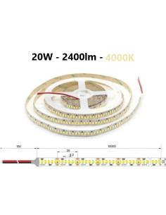 10m x 24V LED juosta - 20W - 4000K - 240LED