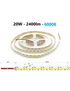 10m x 24V LED juosta - 20W - 6000K - 240LED