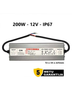 Profesionalus LED maitinimo šaltinis 12V - 200W - IP67