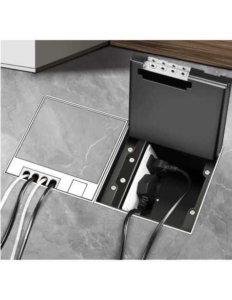 Grindinė dėžutė elektros instaliacijai - juoda Grindinė dėžutė elektros instaliacijai - juoda