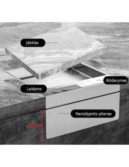Grindinė dėžutė elektros instaliacijai - sidabrinė Grindinė dėžutė elektros instaliacijai - sidabrinė